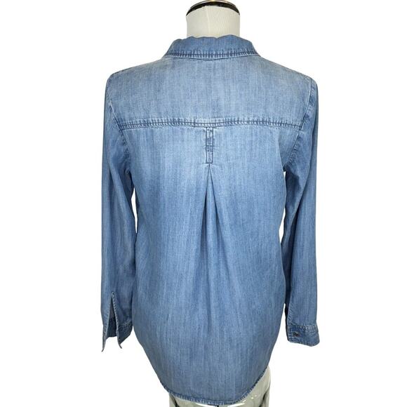 Cloth & Stone Womens Chambray Popover Tunic Size S‎ Blue Long Sleeve Collared - Picture 8 of 12